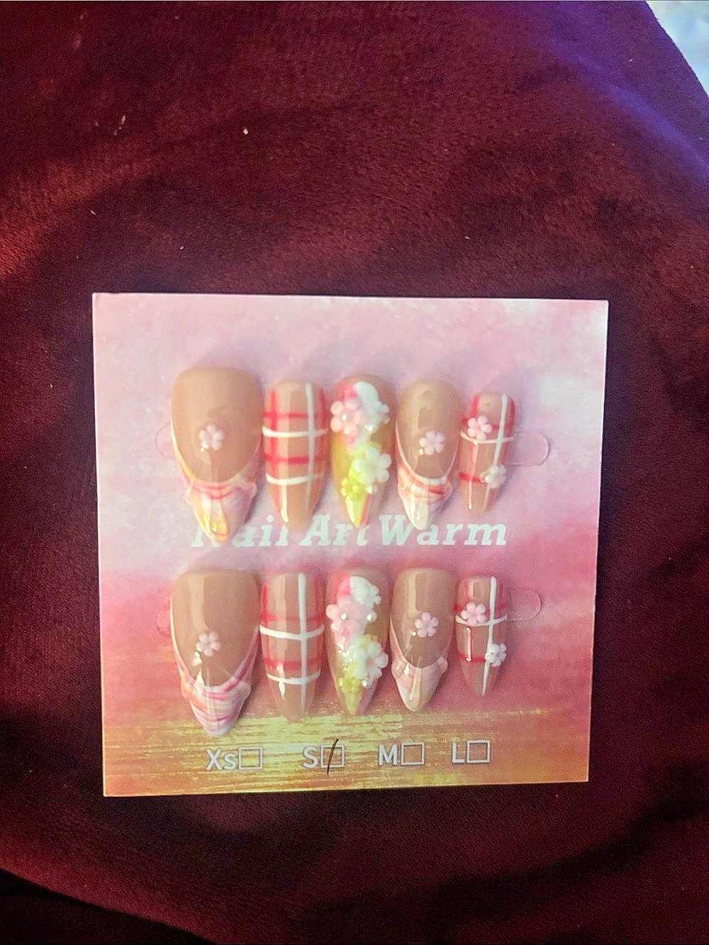 Floral Plaid Press-On Nails
